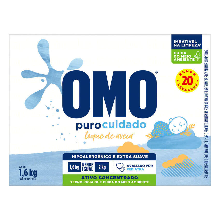 Detergente Po Omo 1,6kg Puro Cuidado