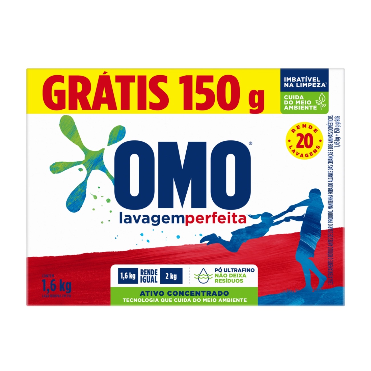 Detergente Po Omo 1,6kg Gratis 150g Lav Perfeita