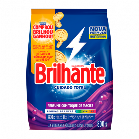Detergente Po Brilhante Sachet 800g Cuidado Total