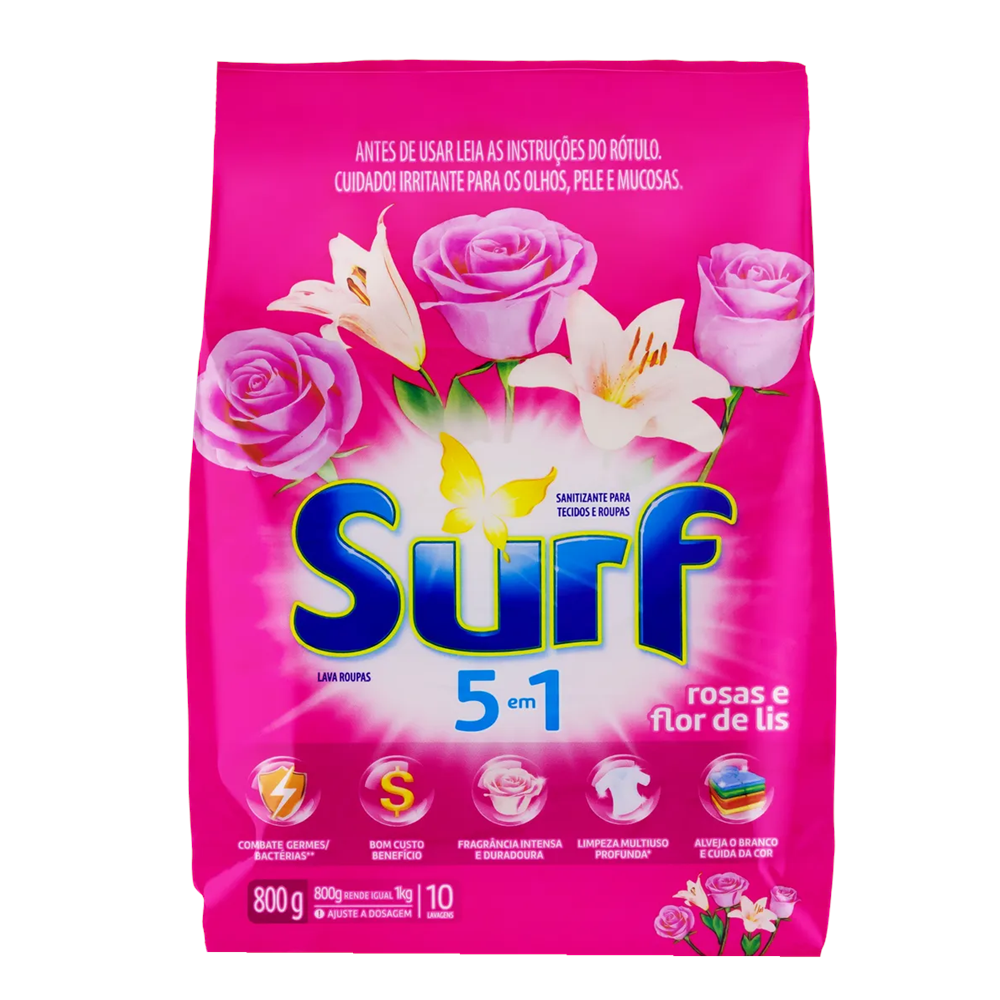Detergente Po Surf Sachet 800G Rosas/Flor Lis