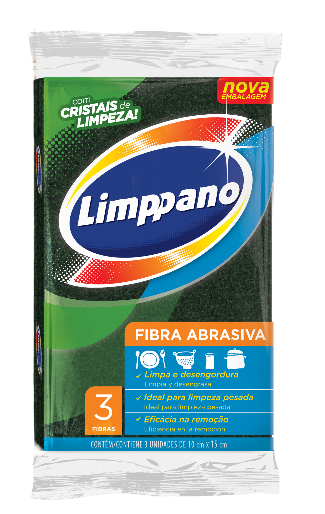 Esponja Fibra Abrasiva Limppano 3un