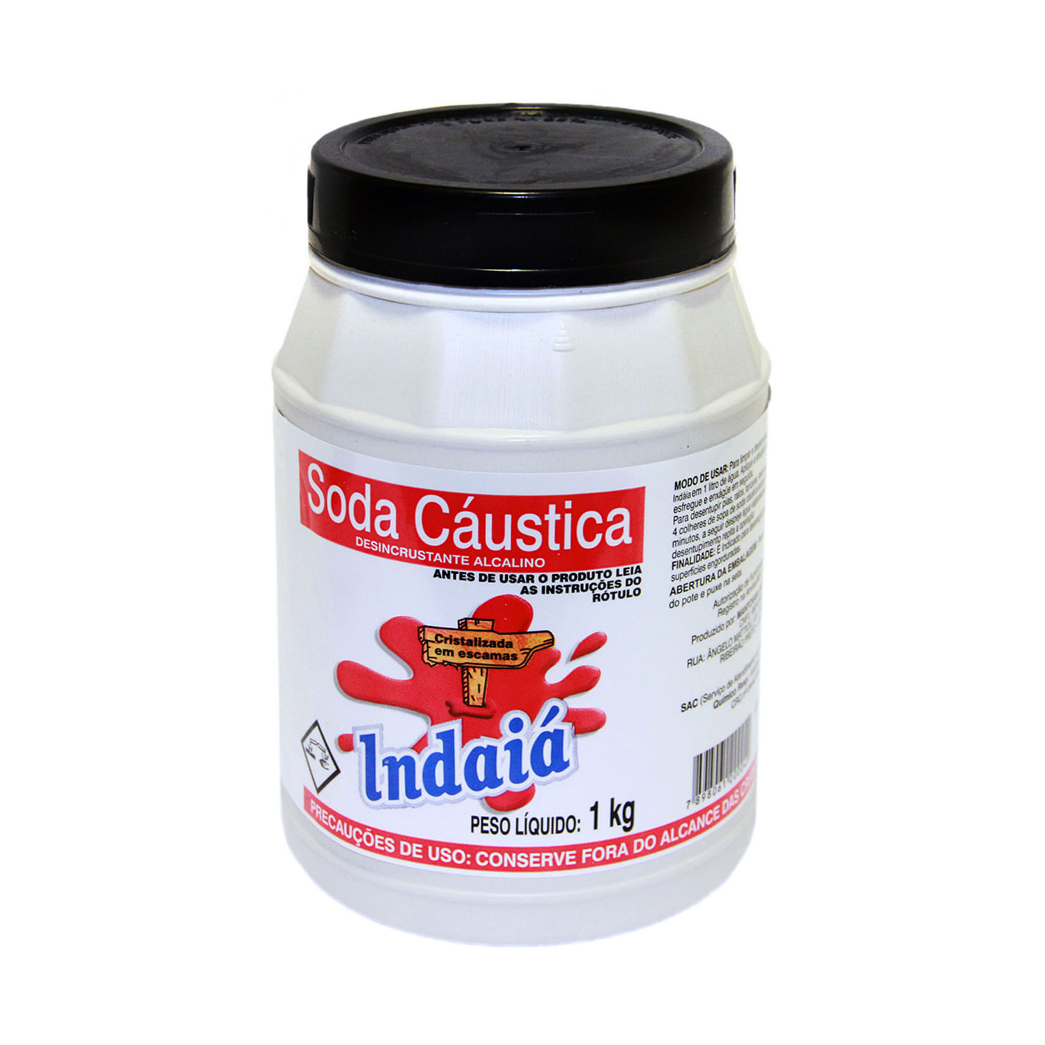 Soda Caustica Indaia 1kg Pote