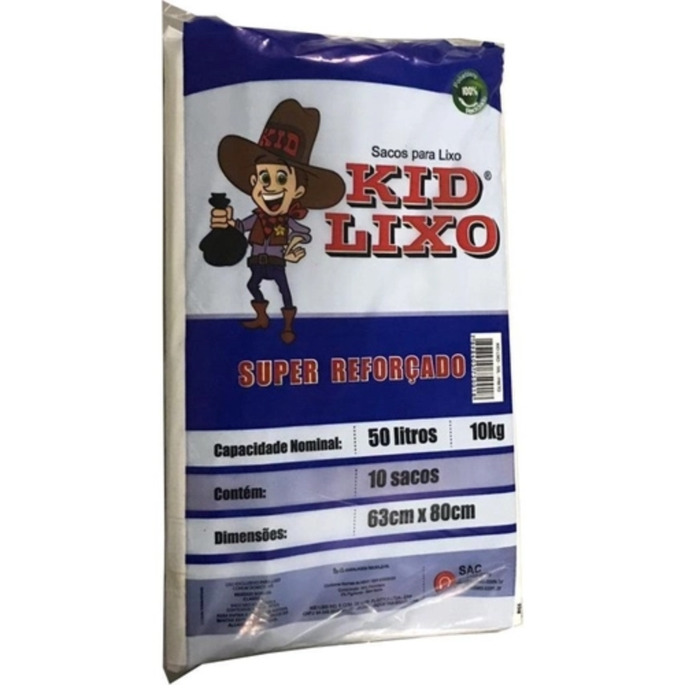 Saco Lixo Kid Lixo 50l - 10un