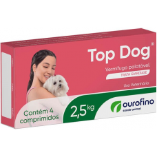 Vermifugo Ourofino Top Dog para Cães de até 2.5 Kg - 4 Comprimidos