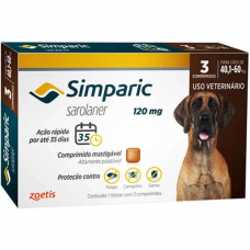 Antipulgas Zoetis Simparic 120 mg para Caes 40,1 a 60 Kg - 3 Comprimidos
