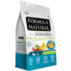 Biscoito Formula Natural Dog Biscuits Batata Doce, Banana e Linhaca para Caes Adultos Racas Minis e Pequenas - 250 g
