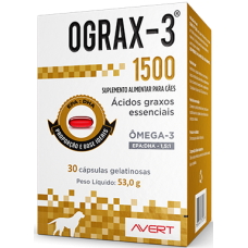 Suplemento Avert Ograx-3 1500 para Caes e Gatos - 30 Capsulas